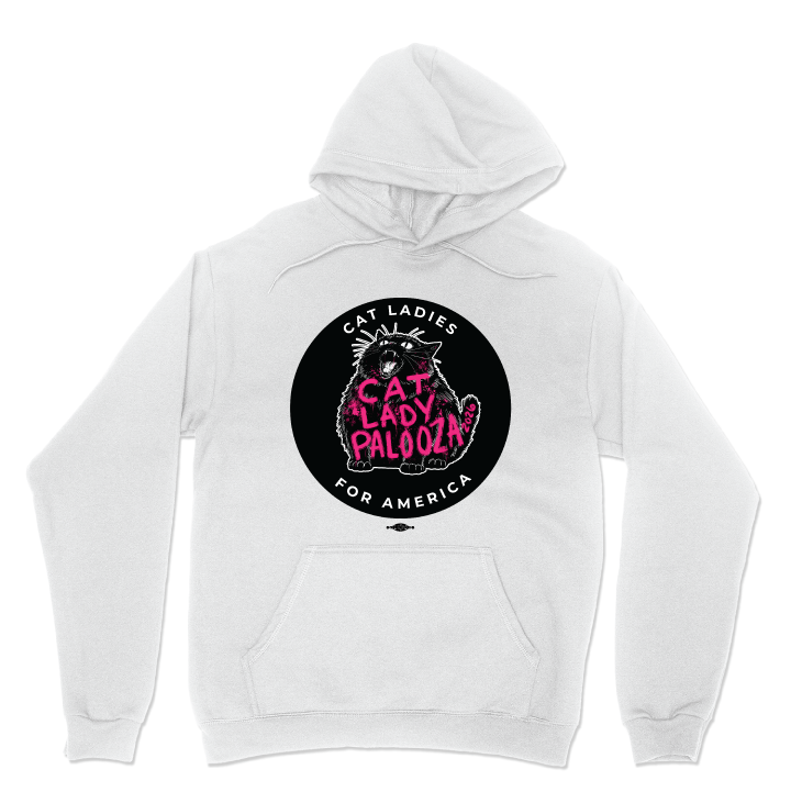 Cat Lady Palooza - Black (White Pullover Hoodie)