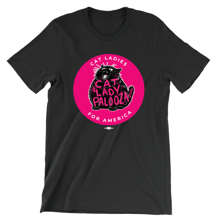 Cat Lady Palooza - Pink (Unisex Black Tee)