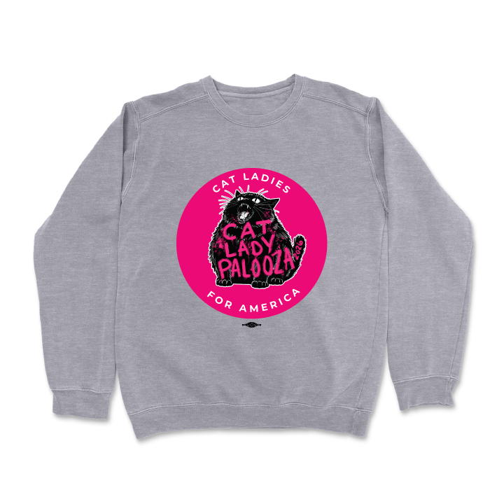 Cat Lady Palooza - Pink (Dark Ash Crewneck Sweater)