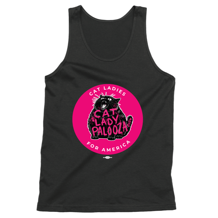 Cat Lady Palooza - Pink (Unisex Black Tank)