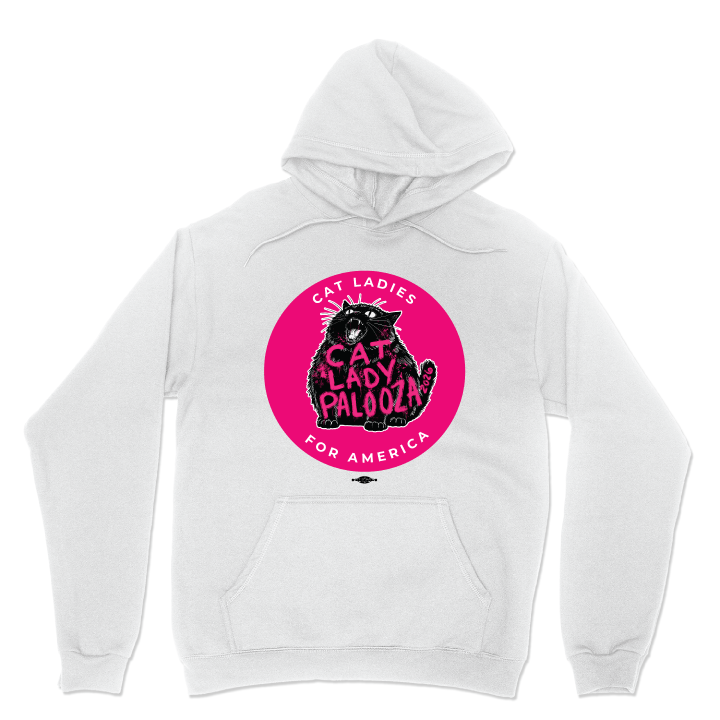 Cat Lady Palooza - Pink (White Pullover Hoodie)