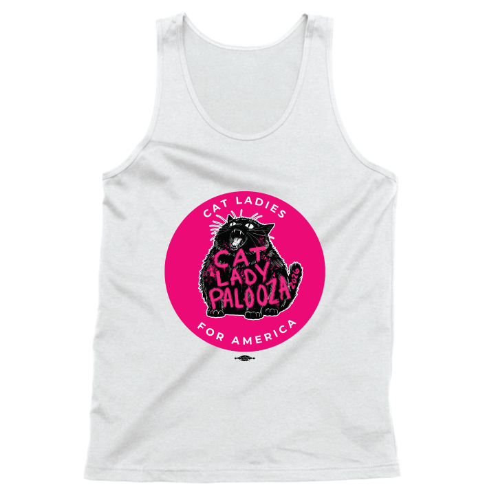 Cat Lady Palooza - Pink (Unisex White Tank)