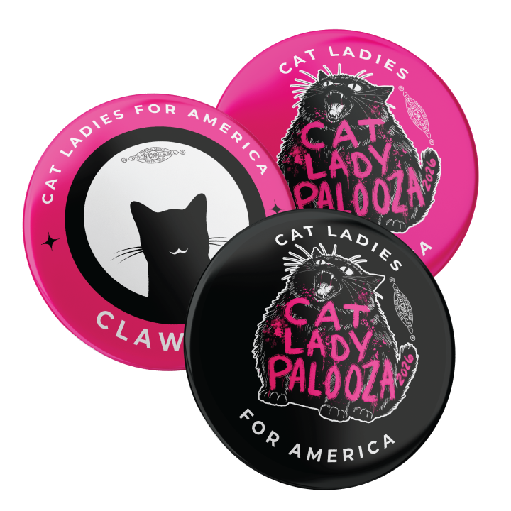 Cat Lady Palooza Set (2.25" Pin-Back Button -- Combo Pack Of Three!)