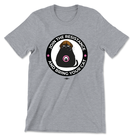 Space Buns Cat (Unisex Heather Gray Tee)